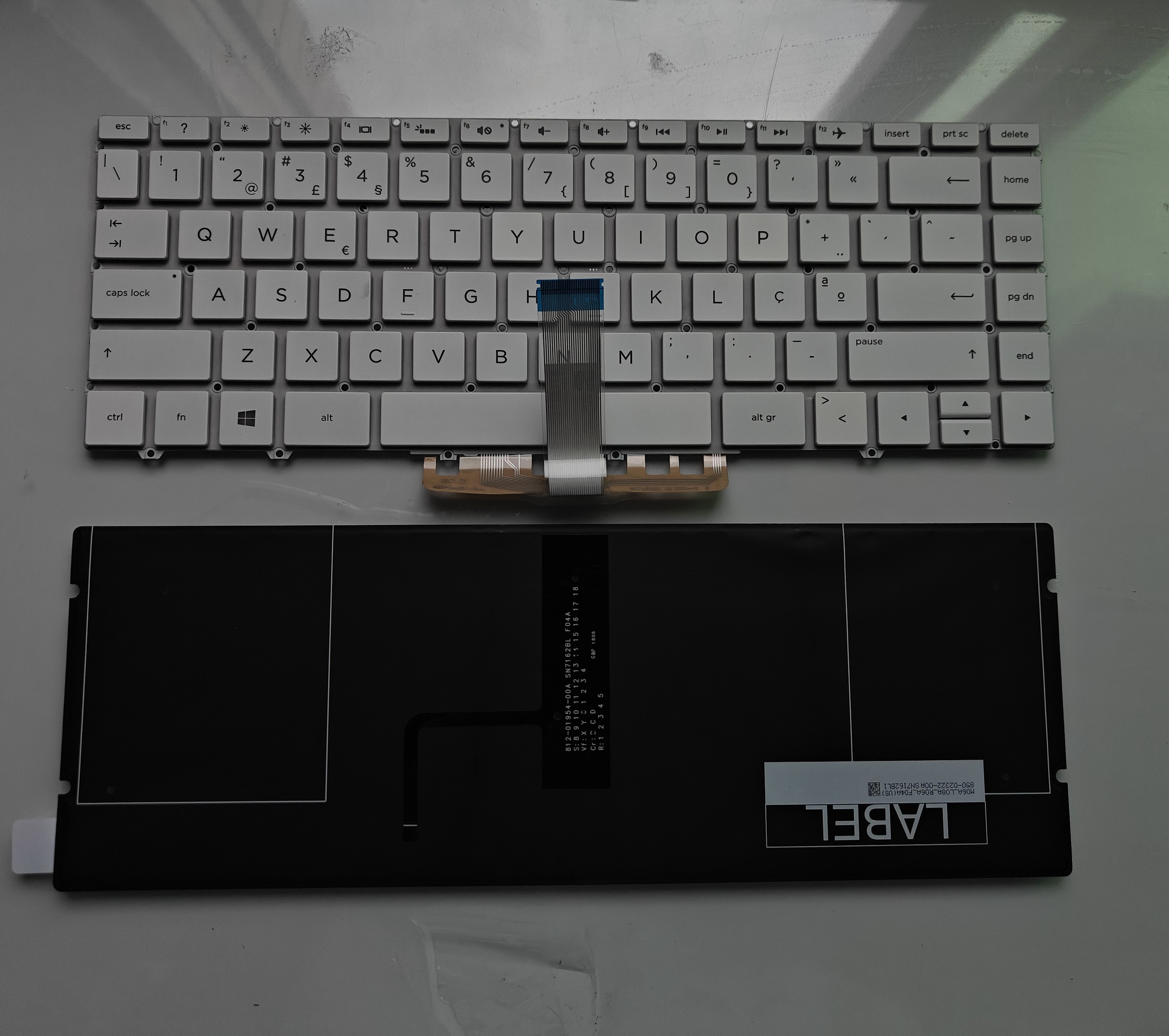 Picture of Laptop Portuguese Keyboard forNew Replacement Laptop Keyboard For HP 13-AF small carriage return WHITE Backlit PO Layout